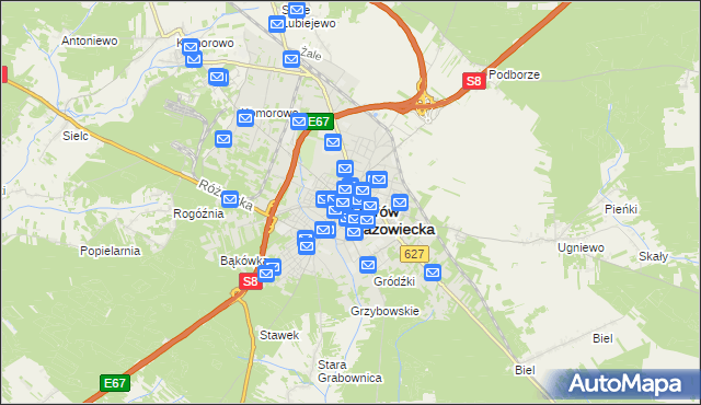 mapa Ostrów Mazowiecka, Ostrów Mazowiecka na mapie Targeo