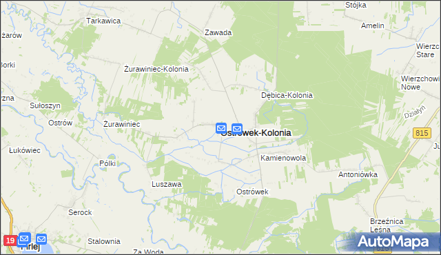 mapa Ostrówek-Kolonia gmina Ostrówek, Ostrówek-Kolonia gmina Ostrówek na mapie Targeo