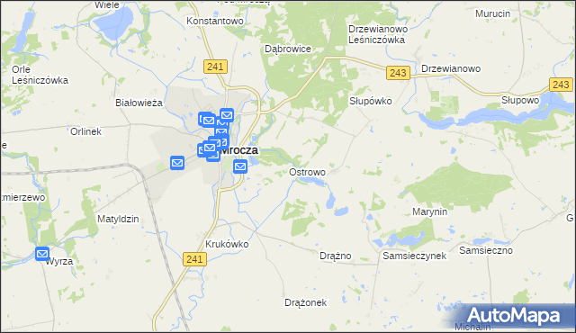 mapa Ostrowo gmina Mrocza, Ostrowo gmina Mrocza na mapie Targeo