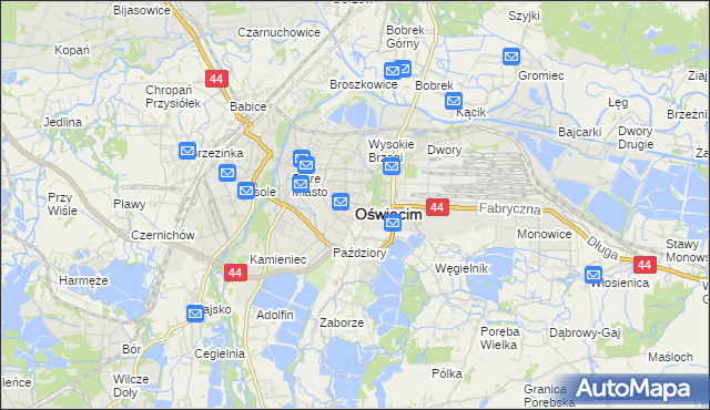 mapa Oświęcimia, Oświęcim na mapie Targeo