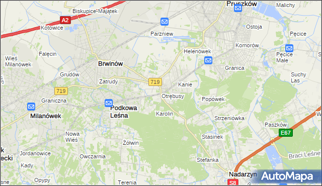 mapa Otrębusy, Otrębusy na mapie Targeo