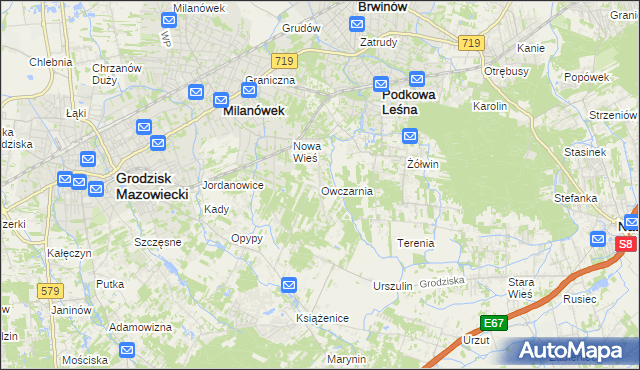 mapa Owczarnia gmina Brwinów, Owczarnia gmina Brwinów na mapie Targeo