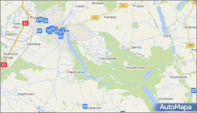 mapa Owczegłowy, Owczegłowy na mapie Targeo