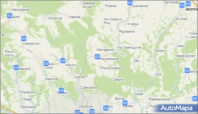 mapa Paczółtowice, Paczółtowice na mapie Targeo