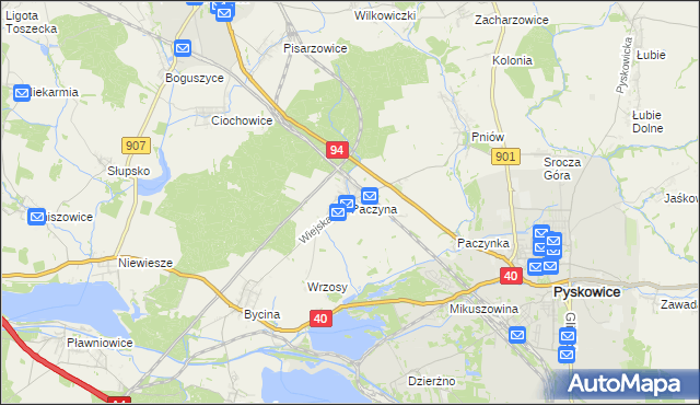 mapa Paczyna, Paczyna na mapie Targeo