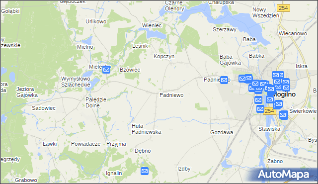 mapa Padniewo, Padniewo na mapie Targeo