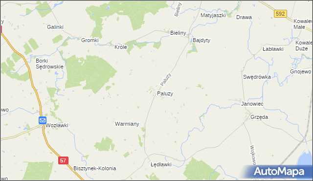 mapa Paluzy, Paluzy na mapie Targeo