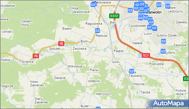 mapa Parcele-Rębków, Parcele-Rębków na mapie Targeo