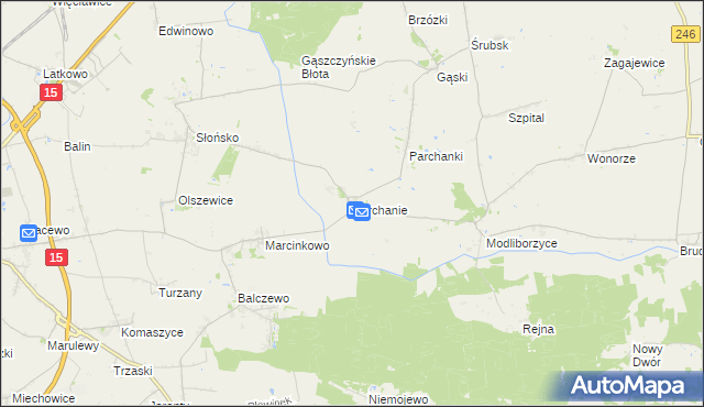 mapa Parchanie, Parchanie na mapie Targeo