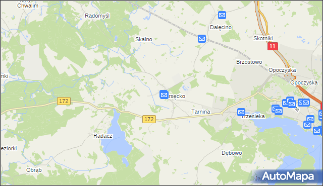 mapa Parsęcko, Parsęcko na mapie Targeo