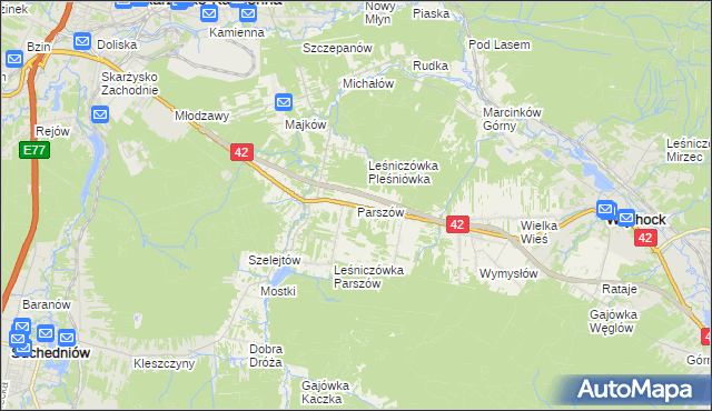 mapa Parszów, Parszów na mapie Targeo