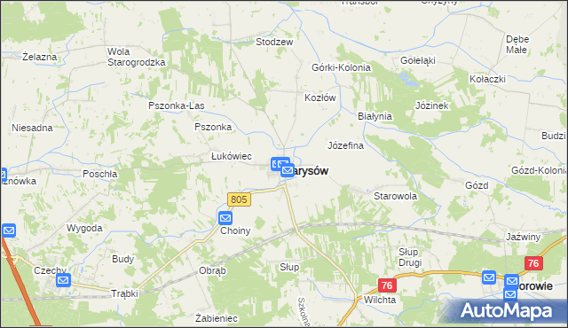 mapa Parysów, Parysów na mapie Targeo