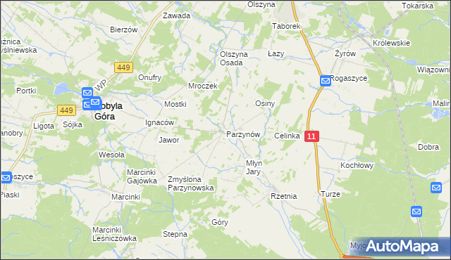 mapa Parzynów, Parzynów na mapie Targeo