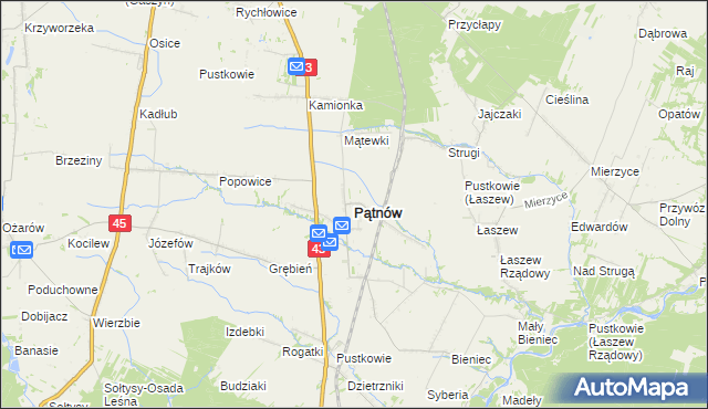 mapa Pątnów powiat wieluński, Pątnów powiat wieluński na mapie Targeo