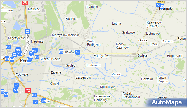 mapa Patrzyków gmina Kramsk, Patrzyków gmina Kramsk na mapie Targeo