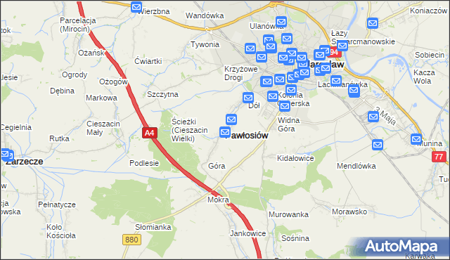 mapa Pawłosiów, Pawłosiów na mapie Targeo