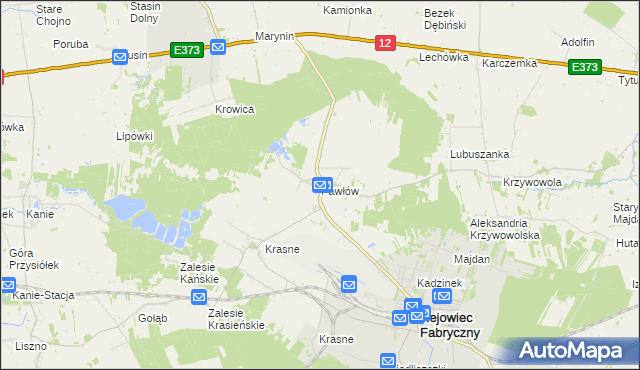 mapa Pawłów gmina Rejowiec Fabryczny, Pawłów gmina Rejowiec Fabryczny na mapie Targeo