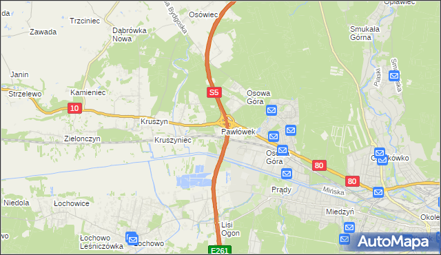 mapa Pawłówek gmina Sicienko, Pawłówek gmina Sicienko na mapie Targeo