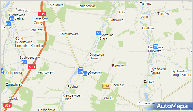 mapa Pawłówek gmina Strzyżewice, Pawłówek gmina Strzyżewice na mapie Targeo