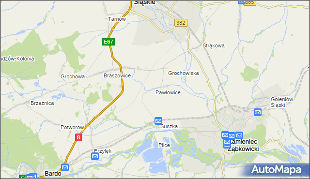 mapa Pawłowice gmina Ząbkowice Śląskie, Pawłowice gmina Ząbkowice Śląskie na mapie Targeo