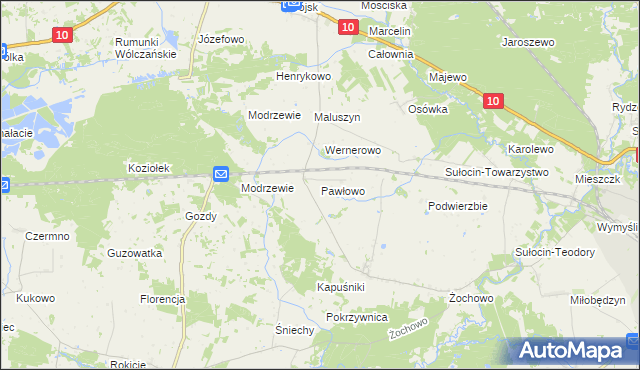 mapa Pawłowo gmina Sierpc, Pawłowo gmina Sierpc na mapie Targeo