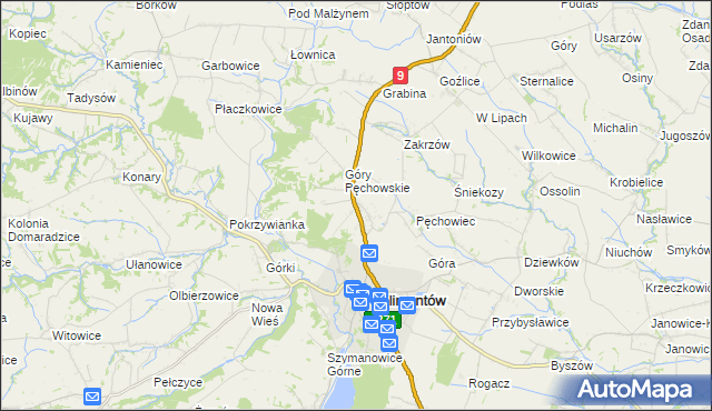 mapa Pęchów, Pęchów na mapie Targeo