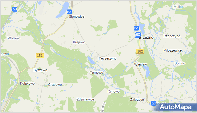 mapa Pęczerzyno, Pęczerzyno na mapie Targeo