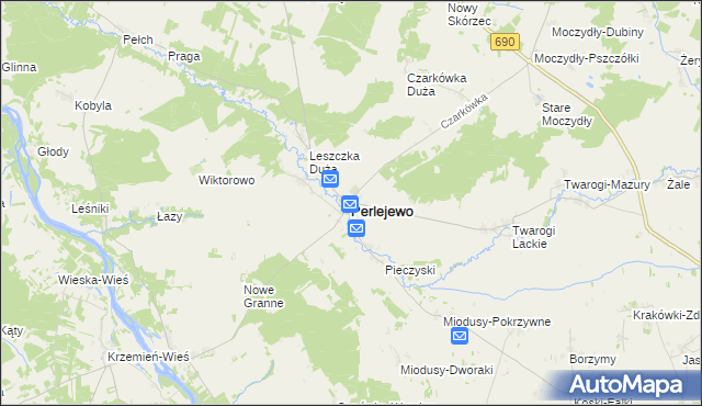 mapa Perlejewo, Perlejewo na mapie Targeo