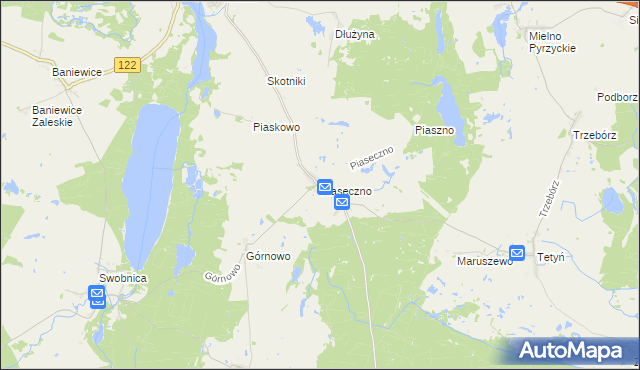 mapa Piaseczno gmina Banie, Piaseczno gmina Banie na mapie Targeo