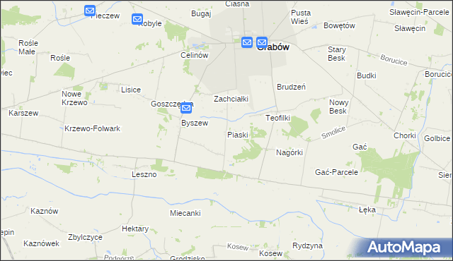 mapa Piaski gmina Grabów, Piaski gmina Grabów na mapie Targeo