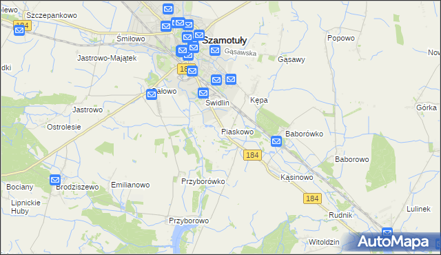 mapa Piaskowo gmina Szamotuły, Piaskowo gmina Szamotuły na mapie Targeo