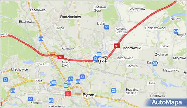 mapa Piekary Śląskie, Piekary Śląskie na mapie Targeo