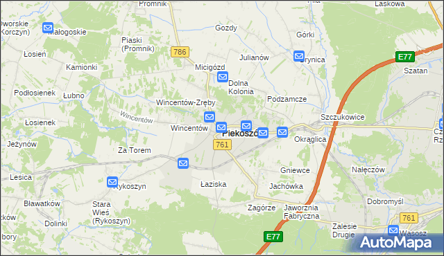 mapa Piekoszów, Piekoszów na mapie Targeo