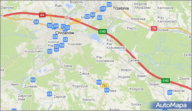 mapa Piła Kościelecka, Piła Kościelecka na mapie Targeo