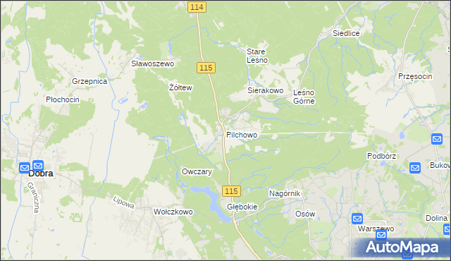 mapa Pilchowo, Pilchowo na mapie Targeo