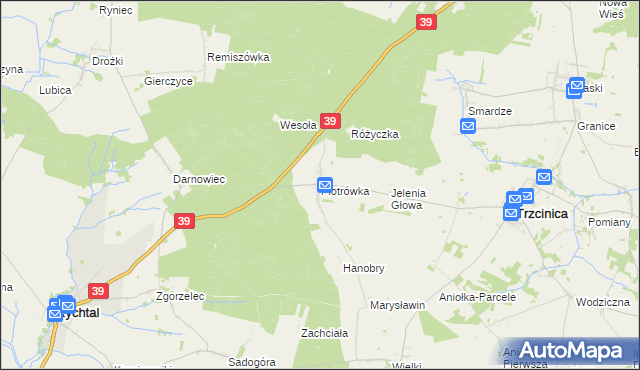 mapa Piotrówka gmina Trzcinica, Piotrówka gmina Trzcinica na mapie Targeo