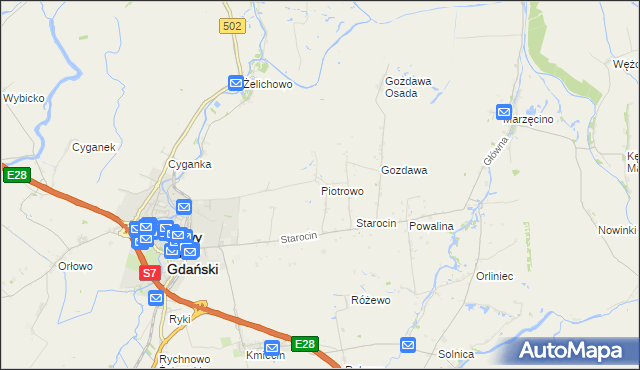 mapa Piotrowo gmina Nowy Dwór Gdański, Piotrowo gmina Nowy Dwór Gdański na mapie Targeo