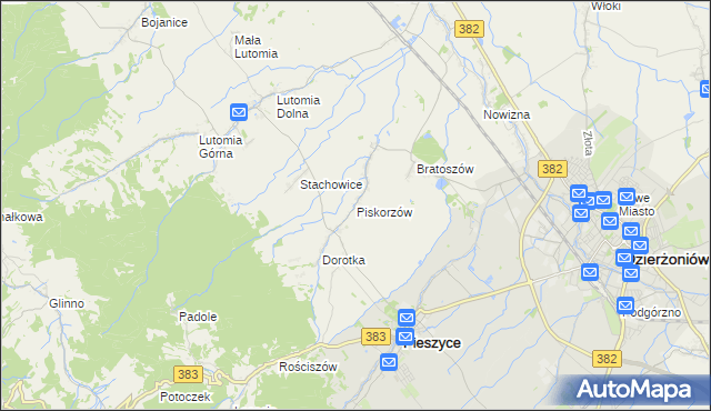 mapa Piskorzów gmina Pieszyce, Piskorzów gmina Pieszyce na mapie Targeo