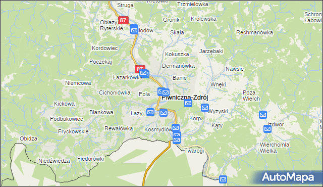 mapa Piwniczna-Zdrój, Piwniczna-Zdrój na mapie Targeo