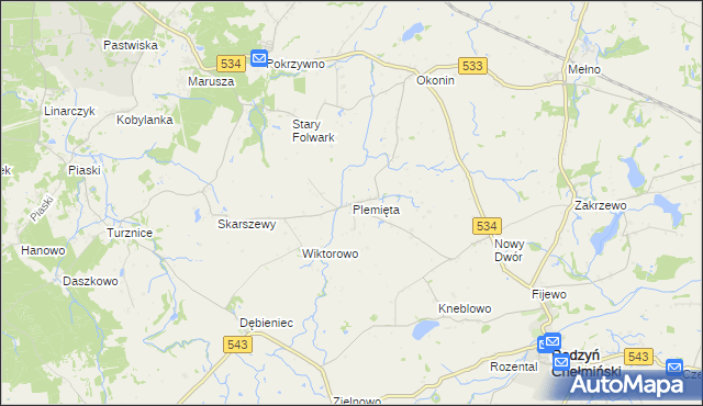mapa Plemięta, Plemięta na mapie Targeo
