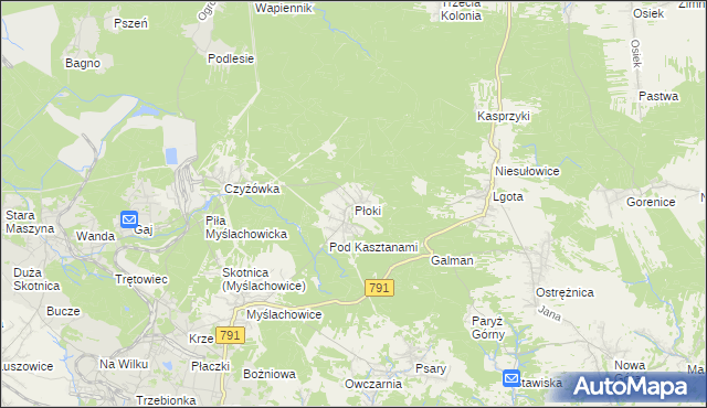 mapa Płoki gmina Trzebinia, Płoki gmina Trzebinia na mapie Targeo