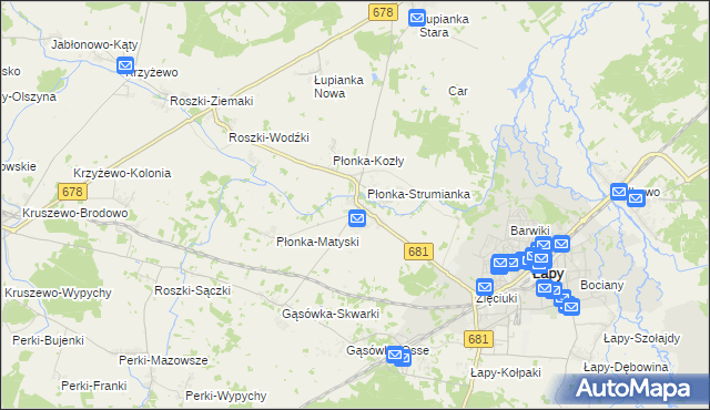 mapa Płonka Kościelna, Płonka Kościelna na mapie Targeo