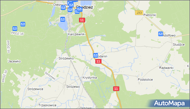 mapa Podanin, Podanin na mapie Targeo