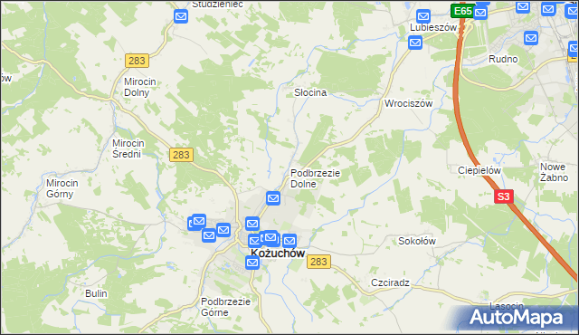 mapa Podbrzezie Dolne, Podbrzezie Dolne na mapie Targeo