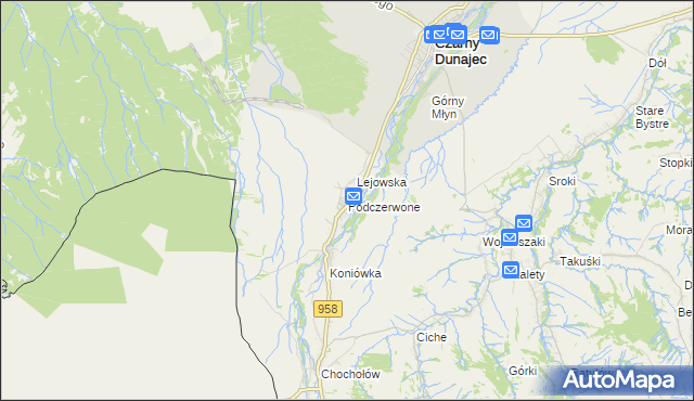 mapa Podczerwone, Podczerwone na mapie Targeo