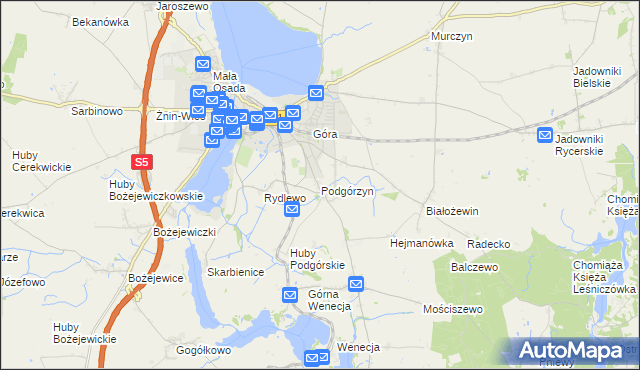 mapa Podgórzyn gmina Żnin, Podgórzyn gmina Żnin na mapie Targeo