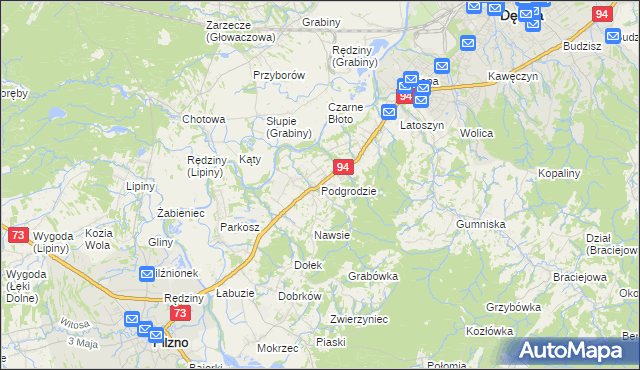 mapa Podgrodzie gmina Dębica, Podgrodzie gmina Dębica na mapie Targeo