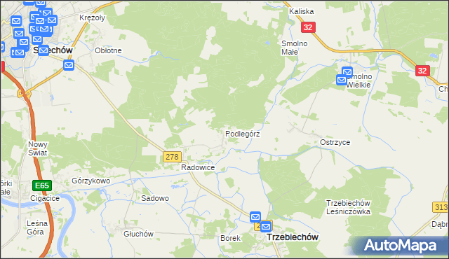 mapa Podlegórz, Podlegórz na mapie Targeo