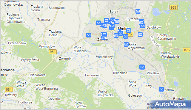 mapa Podleszany, Podleszany na mapie Targeo