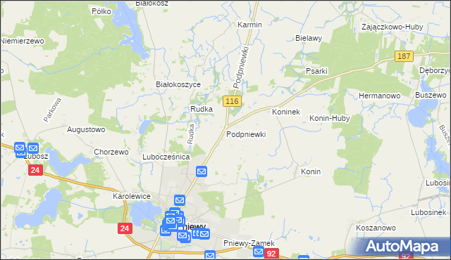 mapa Podpniewki, Podpniewki na mapie Targeo